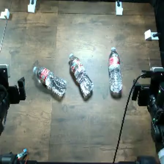 Stand Up Bottles: initial top-camera view
